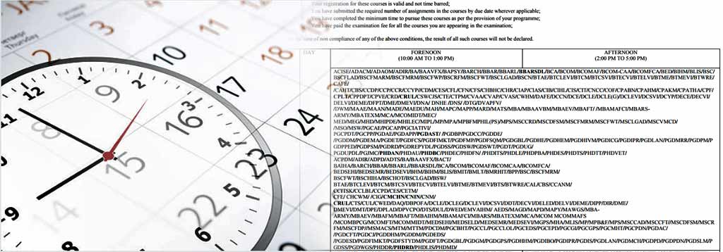 ignou exam date sheet